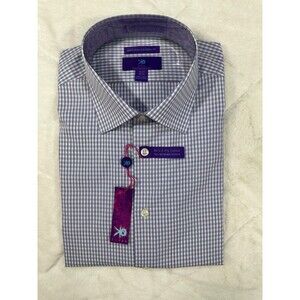 Egara Dress Shirt Egyptian Cotton 16.5 32/33 Modern Fit Purple Check NWT $89.99
